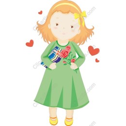 Charming of a Girl with Flowers and Book