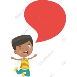 Joyful Child Jumping with Speech Bubble