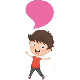Cheerful Cartoon Boy with Speech Bubble