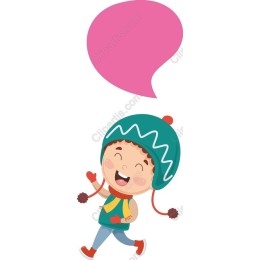 Whimsical Winter Child with Speech Bubble