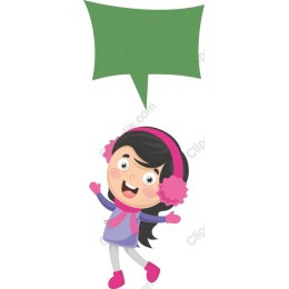 Cheerful Winter Girl with Customizable Speech Bubble