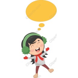 Cheerful Girl with Custom Thought Bubble