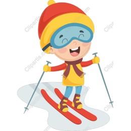 Cheerful Boy Skiing