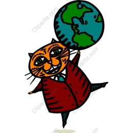 Whimsical Cat Balancing the Earth