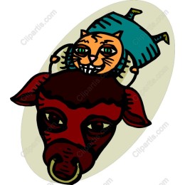 Whimsical Cow and Cat