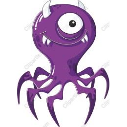 Cute Purple Monster Octopus