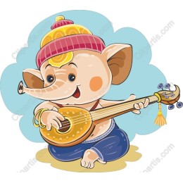 Charming Baby Elephant with Instrument