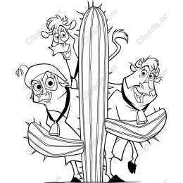 Cactus-Behind Cartoon Cow