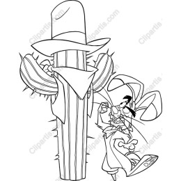 Playful Cowboy Cactus and Bunny