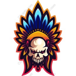 Fierce Skull with Colorful Headdress