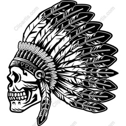 Skull with Native American Headdress