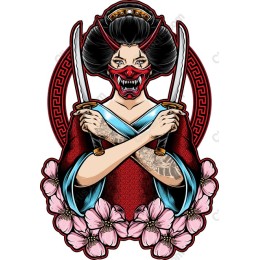 Japanese Warrior with Katanas