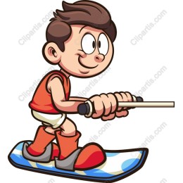 Cheerful Young Boy Wakeboarding