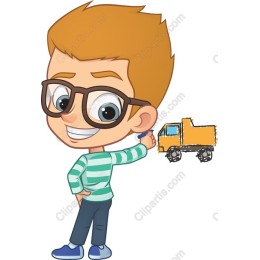 Creative Boy Drawing a Truck
