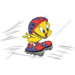 Cheerful Yellow Bird Roller Skating