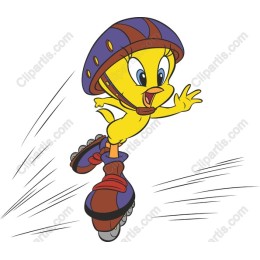 Cheerful Yellow Bird Roller Skating