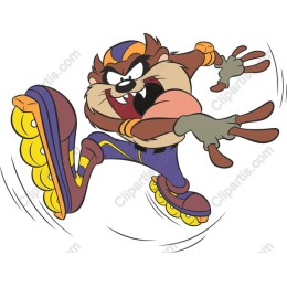 Energetic Tasmanian Devil Roller Skating