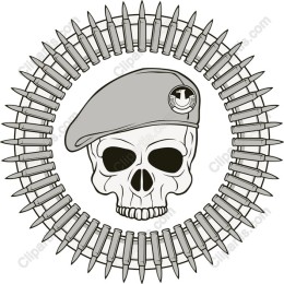 Skull with Beret and Bullets