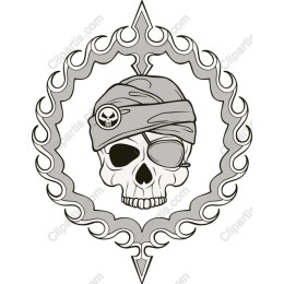 Rebellious Skull with Bandana and Eyepatch