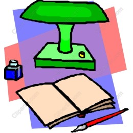 Whimsical Green Desk Lamp and Open Book