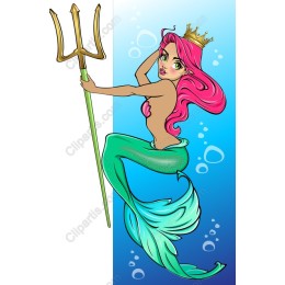 Enchanting Mermaid with Trident and Crown