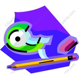 Playful Cartoon Character with Pencil and Eraser