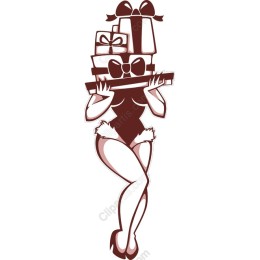 Playful Pin-Up Girl with Festive Gifts