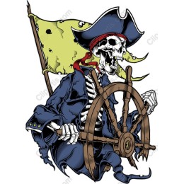 Pirate Skeleton at the Helm