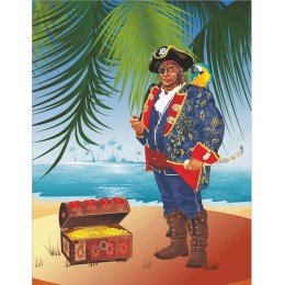 Adventurous Pirate with Treasure