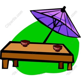 Vibrant Outdoor Table with Umbrella
