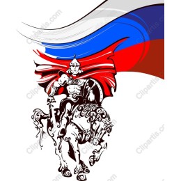 Heroic Knight on Horseback - Dynamic Russian Flag