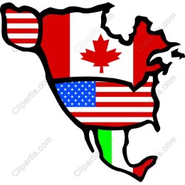 North America Flag Map