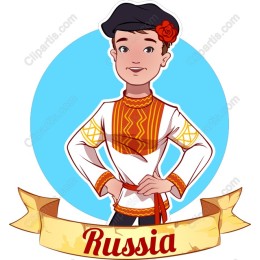 Traditional Russian Character with Banner