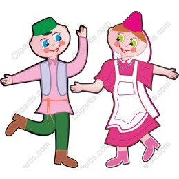 Cheerful Folk Art Dancing Couple