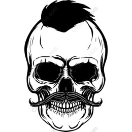Edgy Skull with Mustache and Hairstyle