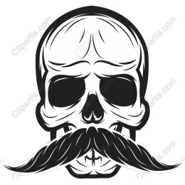 Vintage Skull with Mustache