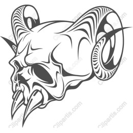 Intricate Skull with Horns
