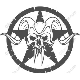 Menacing Skull with Ram Horns