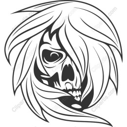 Edgy Skull with Flowing Hair