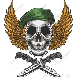 Winged Skull with Beret