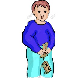 Charming of a Boy with a Wooden Toy