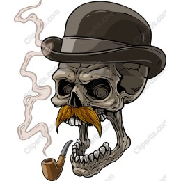 Dapper Skeleton - Vintage Skull with Pipe