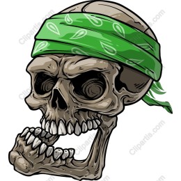 Edgy Skull with Green Bandana