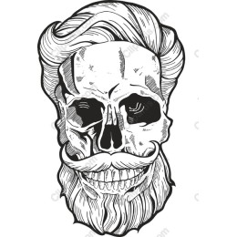 Vintage Skull with Mustache