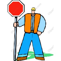 Construction Worker Holding Stop Sign