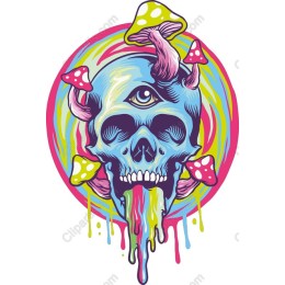 Psychedelic Skull with Mushrooms