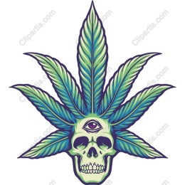 Skull and Cannabis Leaf