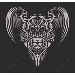 Ornate Skull with Wings