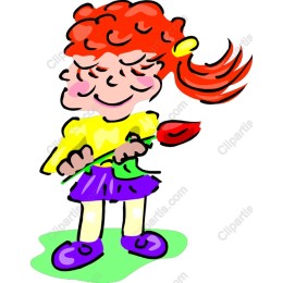 Cheerful Girl with Flower