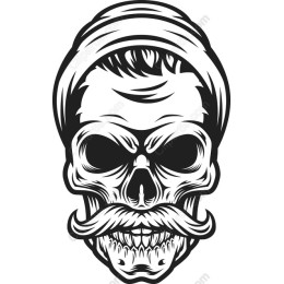 Vintage Skull with Mustache